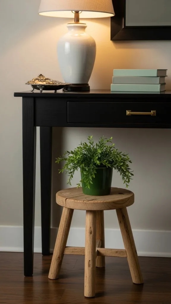 Small Wooden Stool Accent