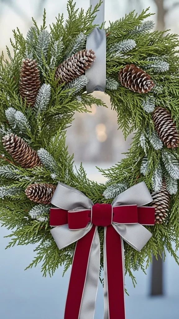 Snow-Kissed Wreath with Natural Textures