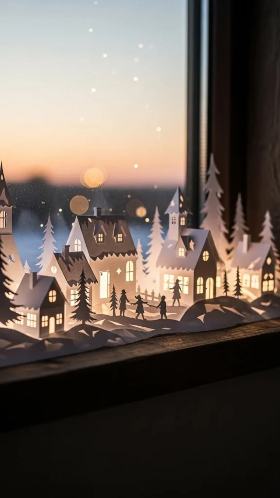 Snowy Village Silhouette