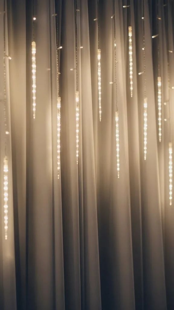 Snowy White Backdrop with Icicle Lights