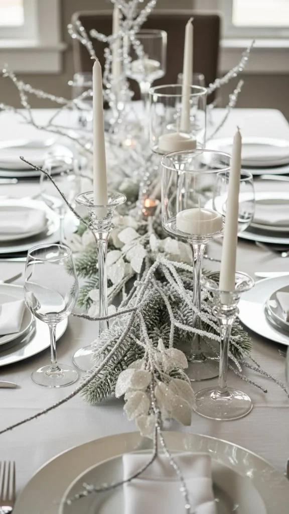Snowy White Linen & Silver Accents