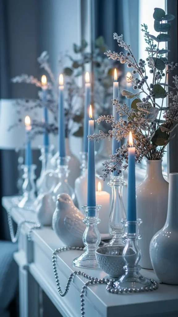 Soft Blue Winter Mantel