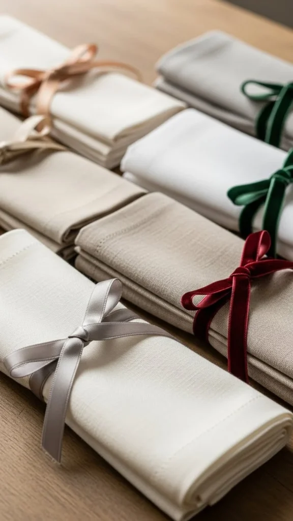 Soft Fabric Napkins Tied With Ribbon