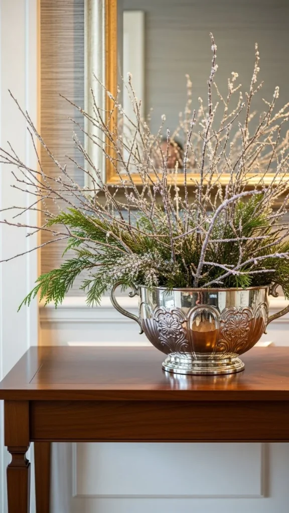 Soft Glitter Branches in a Bowl