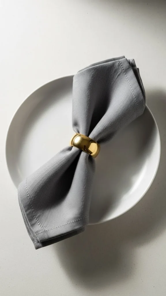 Soft Gray and Gold Napkin Styling