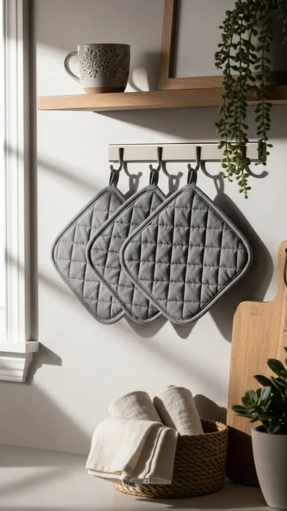 Soft Grey Pot Holders on Display
