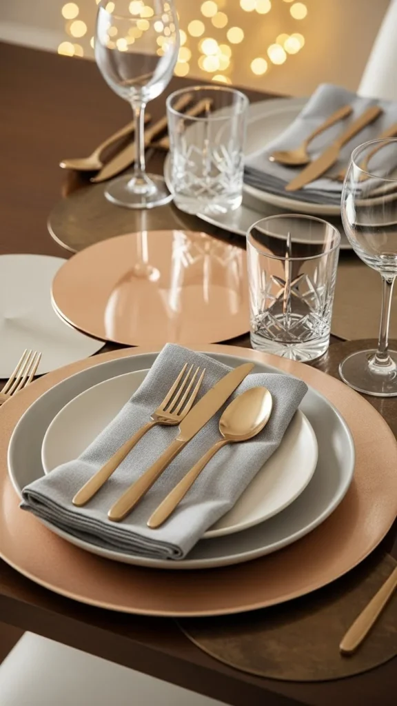 Soft Metallic Table Settings