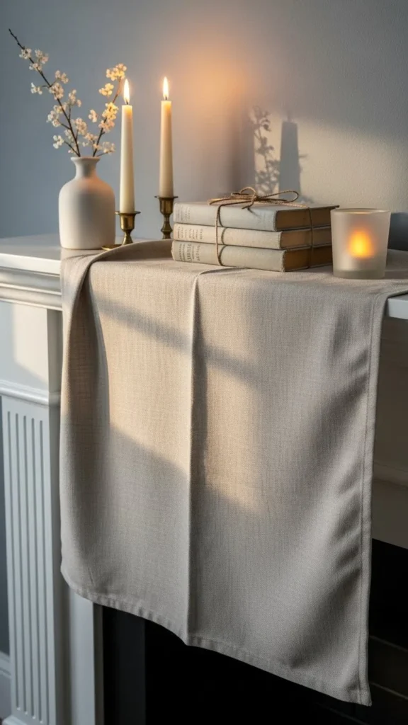 Soft Neutral Mantel Runner