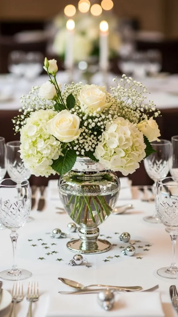 Soft White Florals with Silver Accents