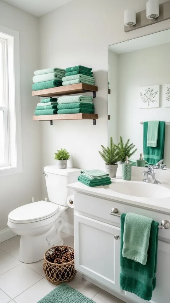 Subtle Green Accents in Bathrooms