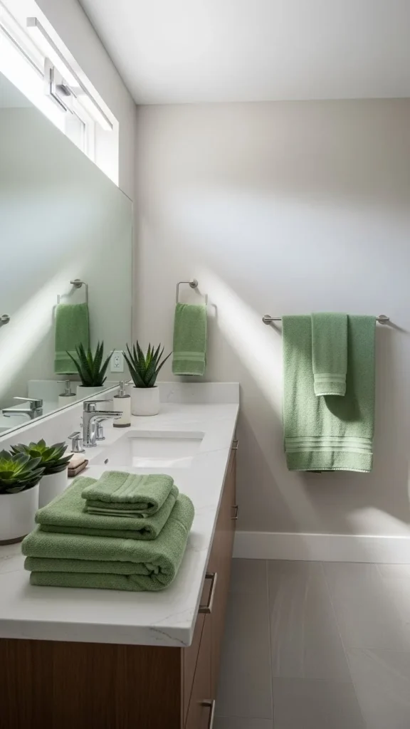 Subtle Green Bathroom Towels