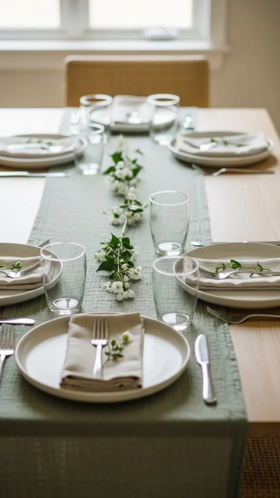 Table Runner in Soft Green