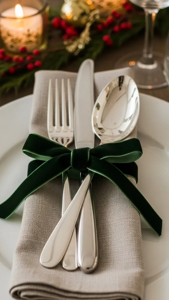 Velvet Ribbon Silverware Wrap