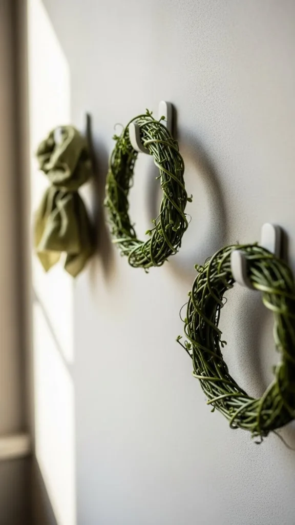 Wall Hooks with Green Decor
