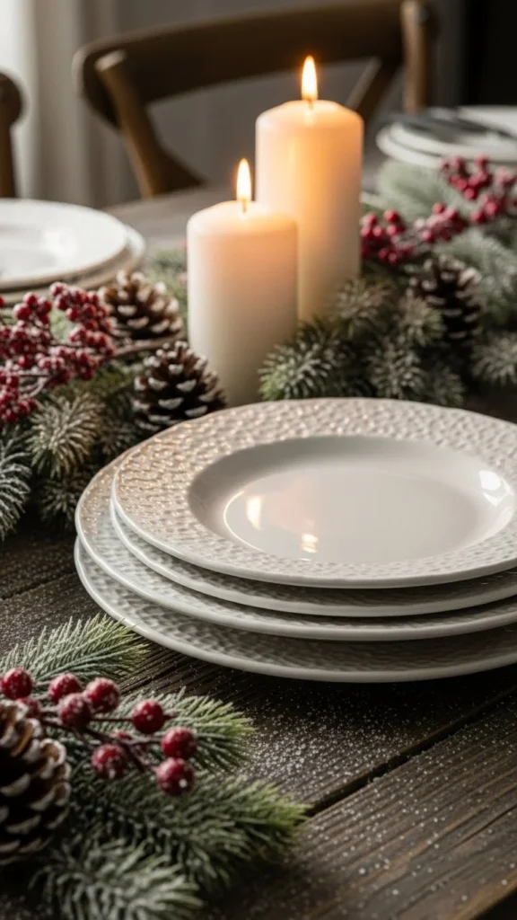 White Ceramic Plates with Textured Layers