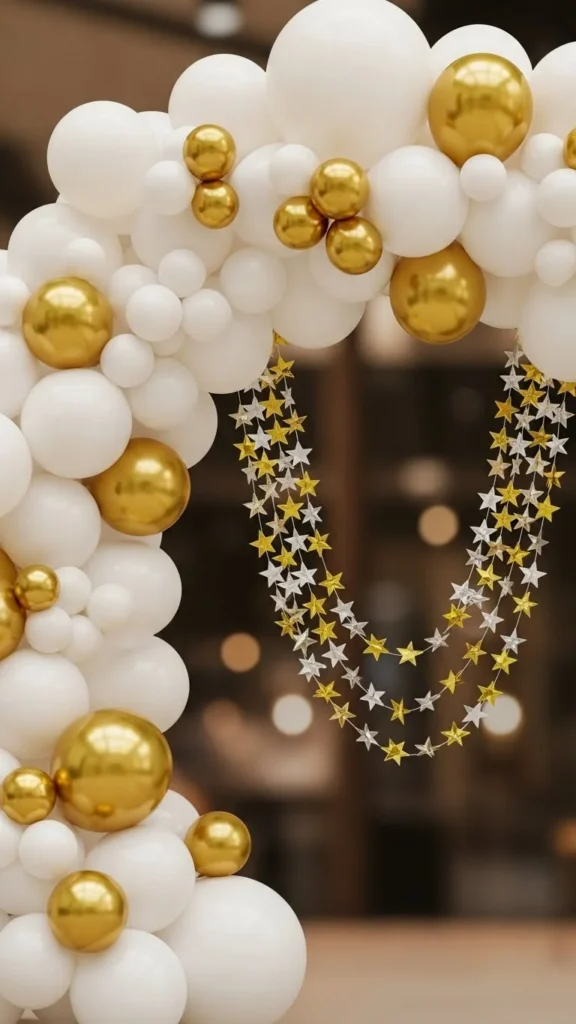 White & Gold Star Garland Arch
