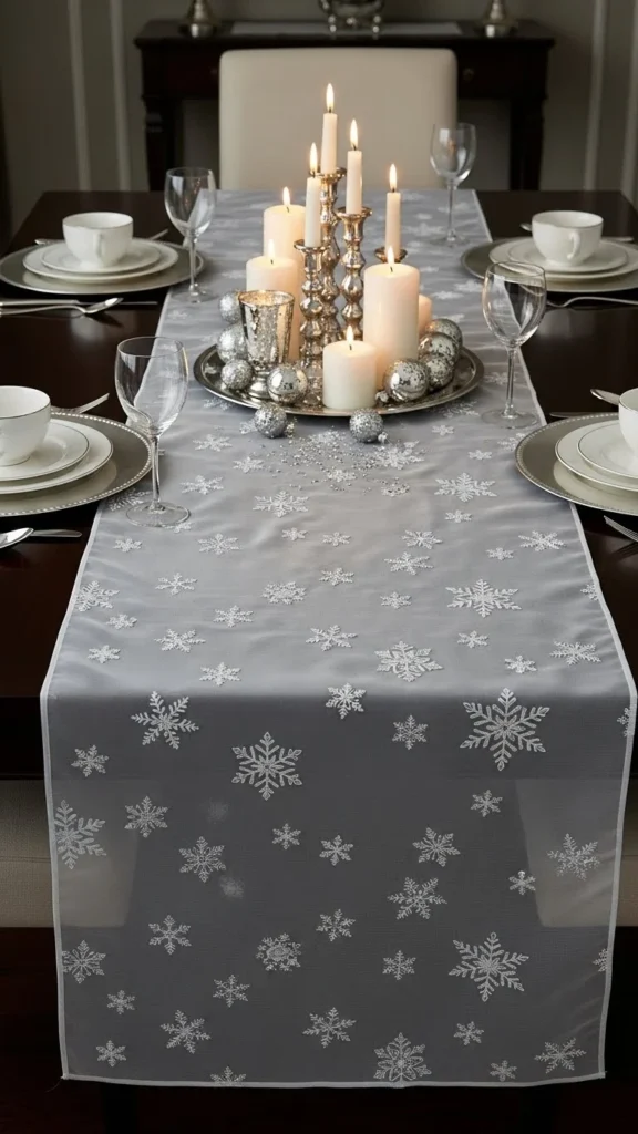 White Sheer Snowflake Runner