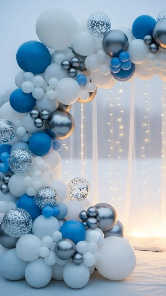 White, Silver & Blue Winter Arch
