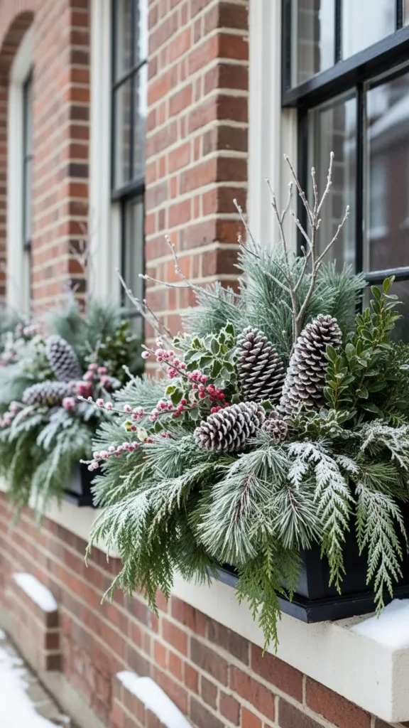 Window Box Winter Greenery