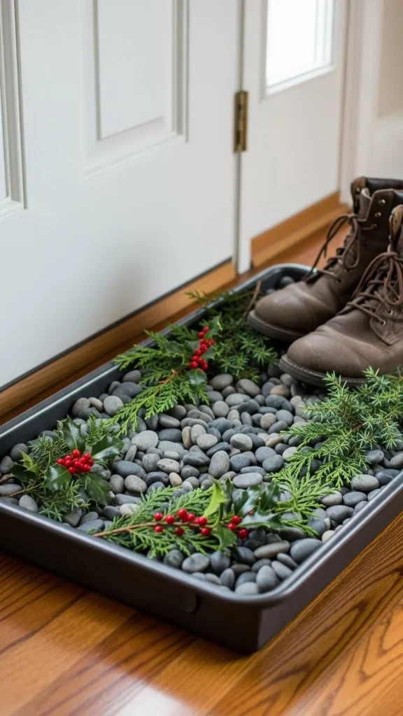 Winter Boot Tray with Natural Accents