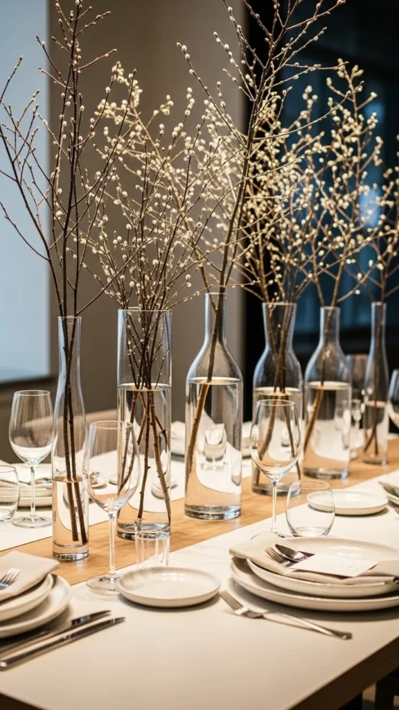 Winter Branches in Clear Vases