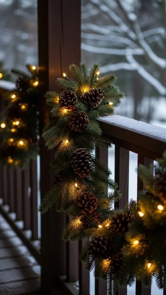 Winter Garland Wrapped Around Railings