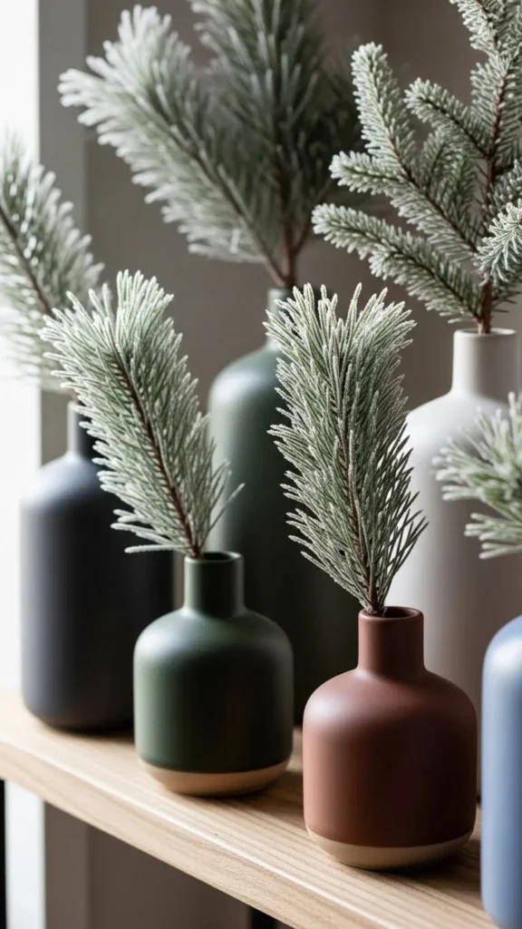 Winter Greens in Simple Vases