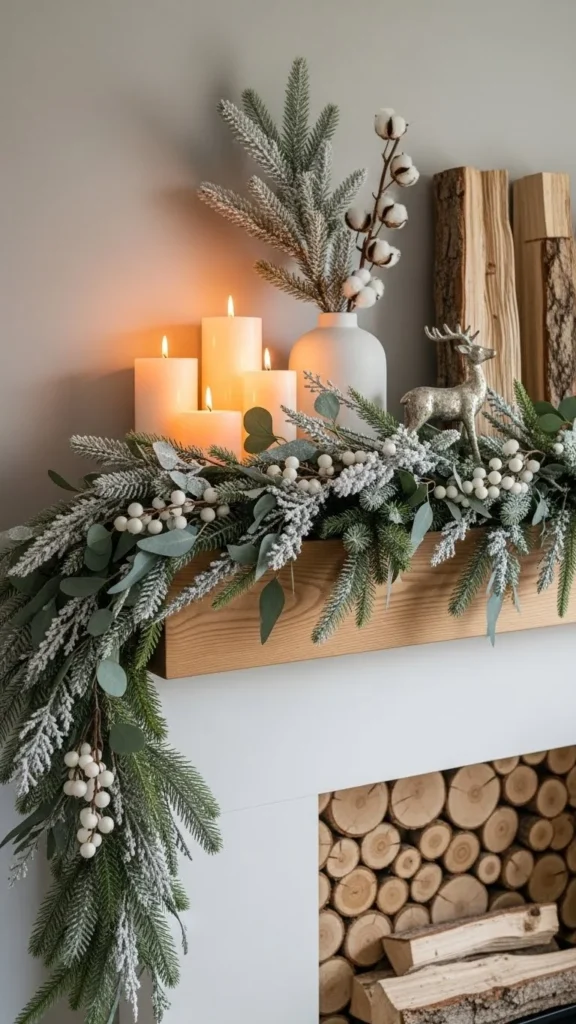 Winter-Themed Mantel Styling
