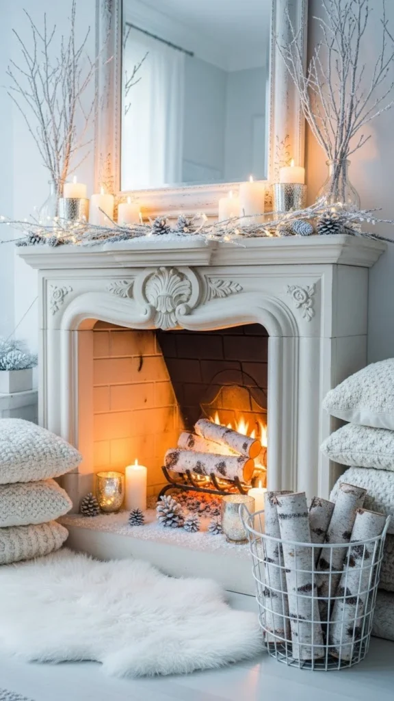 Winter White Fireplace Setup