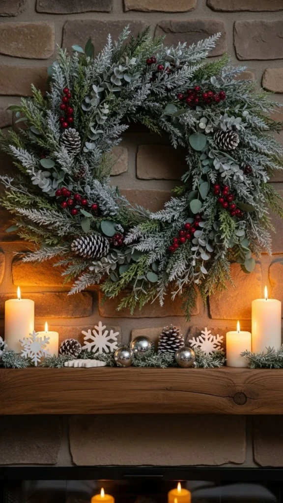 Winter Wreath Above the Mantel
