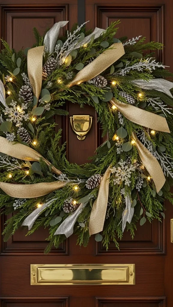 Winter Wreath With Metallic Ribbon
