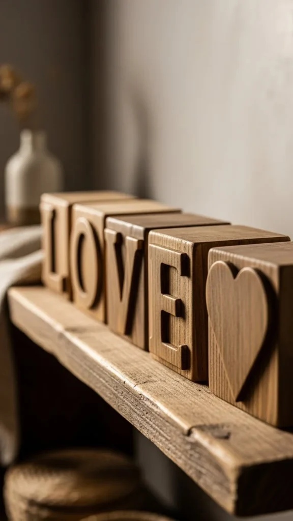 Wooden Block Love Shelf Decor