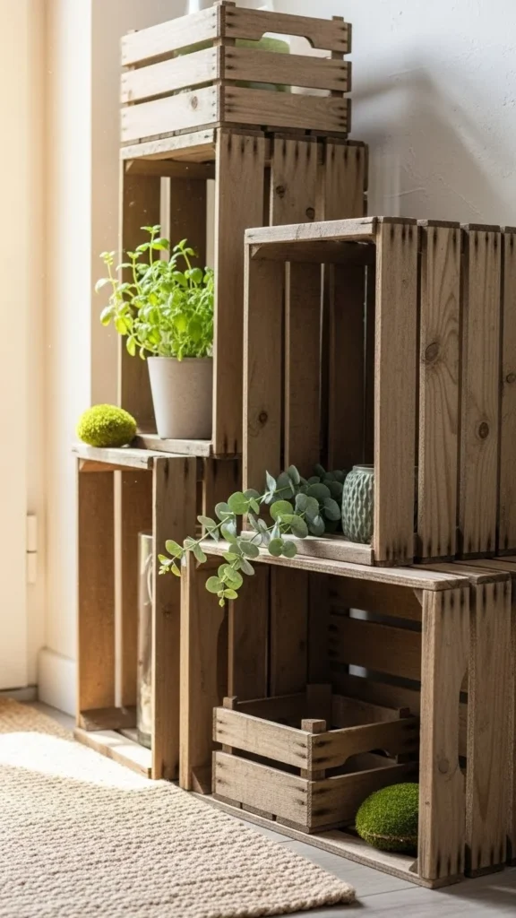 Wooden Crate Entryway Display