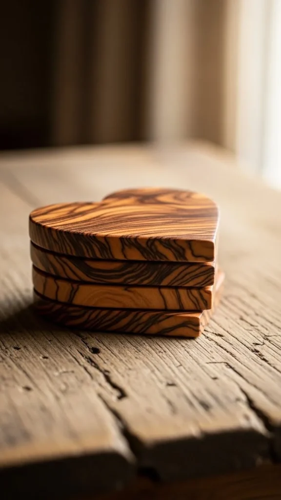 Wooden Heart Coasters