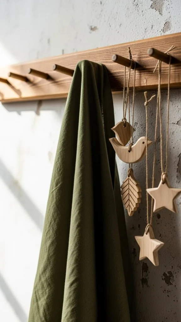 Wooden Peg Rail With Seasonal Accents