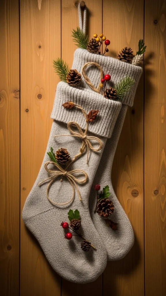 Woodland Stockings With Pinecone Details