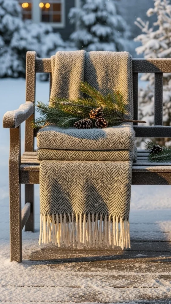 Woven Blanket on Porch Seating
