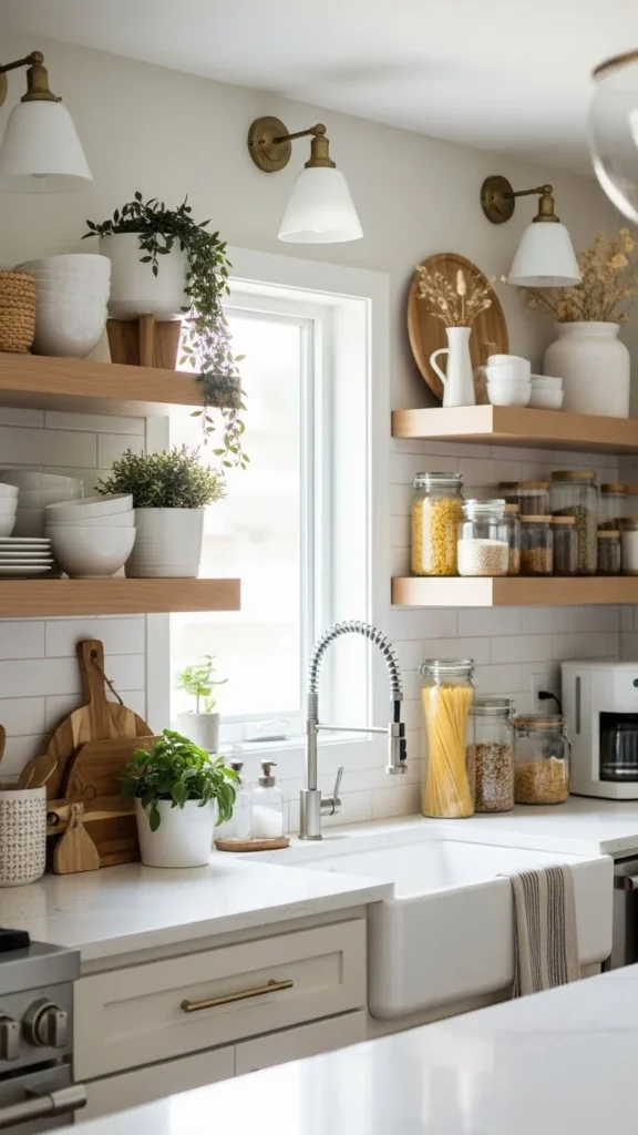 how to decorate kitchen shelves