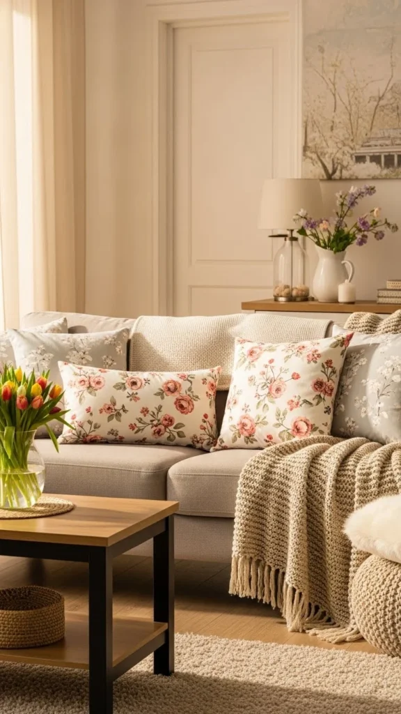 Add Floral Throw Pillows