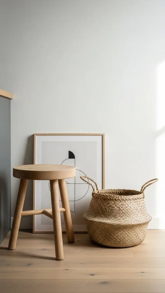 Add Texture With Baskets, Stools, or Art