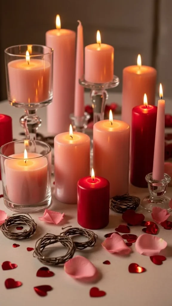 Blush and Red Candle Grouping