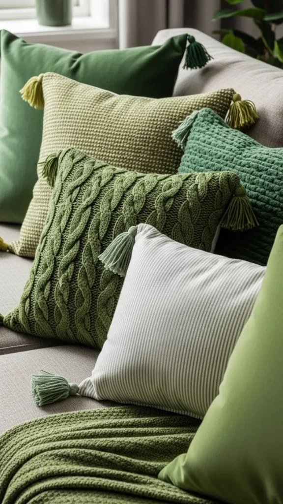 Cozy Green Throw Pillows