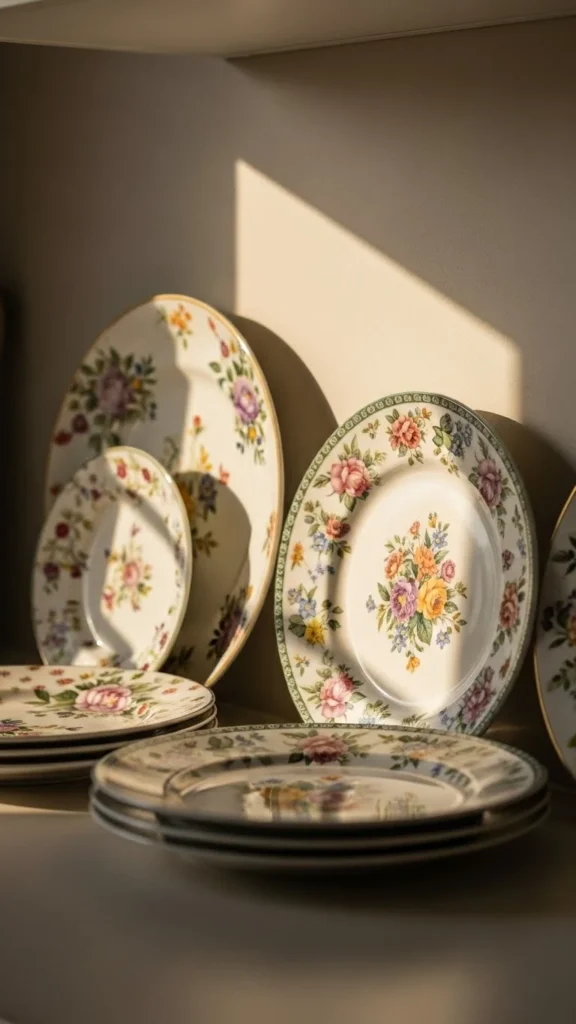 Decorative Plates Leaned Against the Backsplash