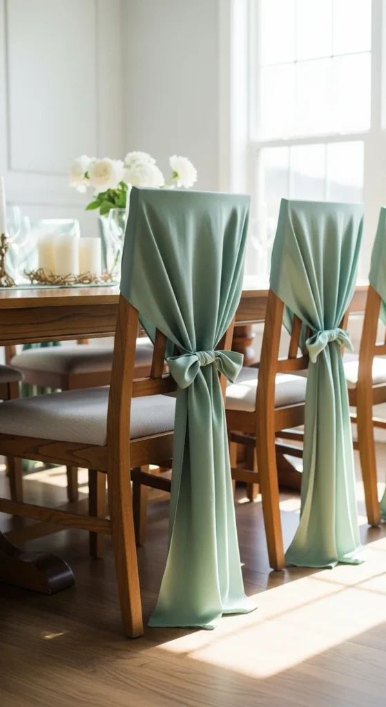 Dining Chairs with Green Chair Ties