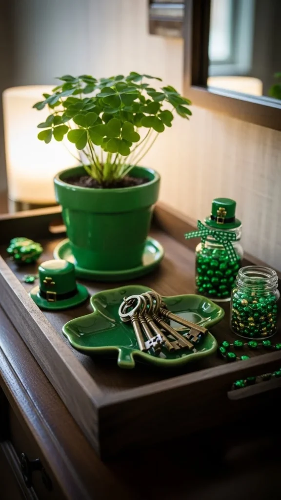 Entryway Tray with Green Details
