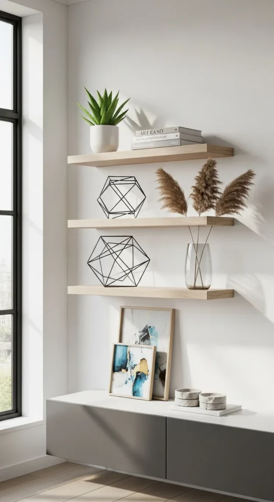 Floating Shelves for a Clutter-Free Look