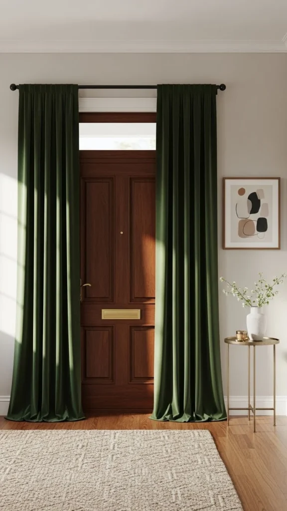 Floor-Length Green Entryway Curtains