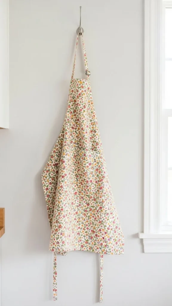 Floral Apron Hung on a Hook