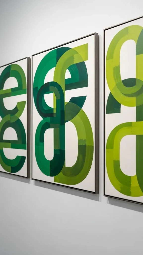 Framed Green Typography Shapes (No Letters)