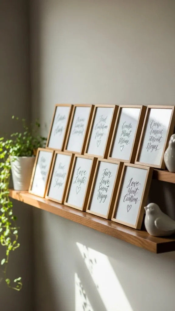 Framed Love Notes on a Shelf